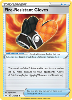 Fire-Resistant Gloves, Chilling Reign #138, Pokémon TCG card