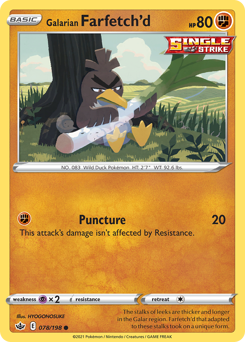 Galarian Farfetch'd, Chilling Reign #78, Pokémon TCG card