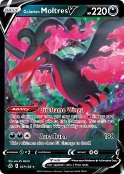 Galarian Moltres V, Chilling Reign #97, Pokémon TCG card