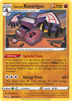 Galarian Runerigus, Chilling Reign #83, Pokémon TCG card