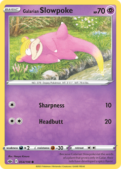 Galarian Slowpoke, Chilling Reign #54, Pokémon TCG card