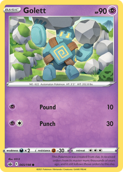 Golett, Chilling Reign #65, Pokémon TCG card
