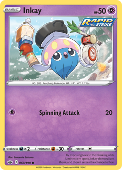 Inkay, Chilling Reign #69, Pokémon TCG card