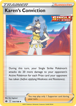 Karen's Conviction, Chilling Reign #144, Pokémon TCG card