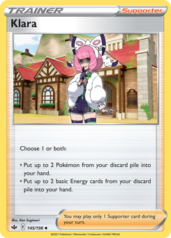 Klara, Chilling Reign #145, Pokémon TCG card