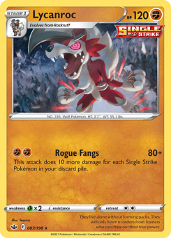 Lycanroc, Chilling Reign #87, Pokémon TCG card