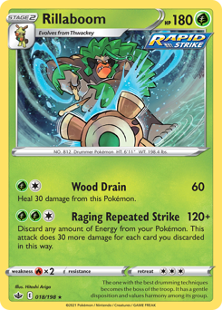 Rillaboom, Chilling Reign #18, Pokémon TCG card