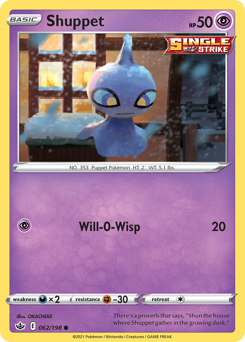Shuppet, Chilling Reign #62, Pokémon TCG card