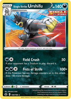 Single Strike Urshifu, Chilling Reign #108, Pokémon TCG card