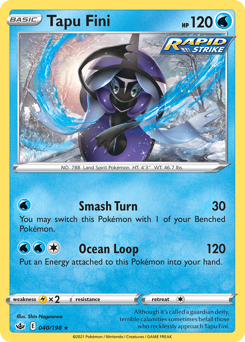 Tapu Fini, Chilling Reign #40, Pokémon TCG card