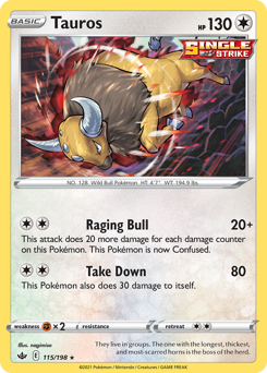 Tauros, Chilling Reign #115, Pokémon TCG card