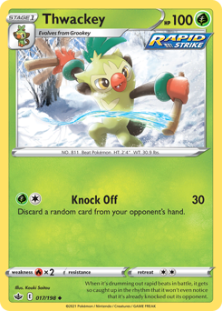 Thwackey, Chilling Reign #17, Pokémon TCG card