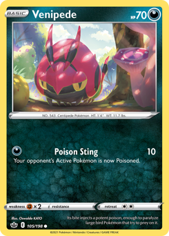 Venipede, Chilling Reign #105, Pokémon TCG card