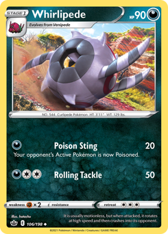 Whirlipede, Chilling Reign #106, Pokémon TCG card