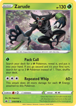 Zarude, Chilling Reign #19, Pokémon TCG card