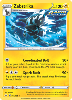 Zebstrika, Chilling Reign #51, Pokémon TCG card