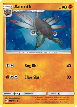 Anorith, Cosmic Eclipse #111, Pokémon TCG card