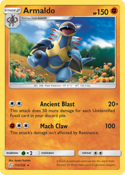 Armaldo, Cosmic Eclipse #112, Pokémon TCG card