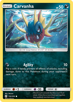 Carvanha, Cosmic Eclipse #132, Pokémon TCG card