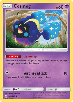 Cosmog, Cosmic Eclipse #100, Pokémon TCG card