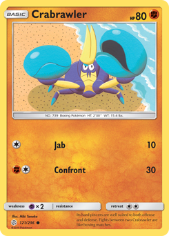 Crabrawler, Cosmic Eclipse #121, Pokémon TCG card