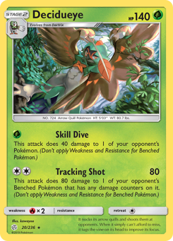 Decidueye, Cosmic Eclipse #20, Pokémon TCG card