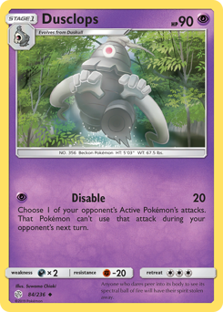 Dusclops, Cosmic Eclipse #84, Pokémon TCG card