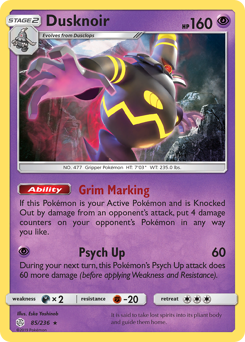 Dusknoir, Cosmic Eclipse #85, Pokémon TCG card