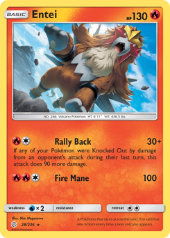 Entei, Cosmic Eclipse #28, Pokémon TCG card