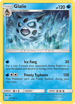 Glalie, Cosmic Eclipse #48, Pokémon TCG card