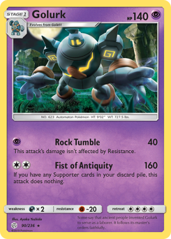 Golurk, Cosmic Eclipse #90, Pokémon TCG card