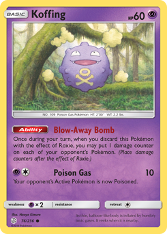 Koffing, Cosmic Eclipse #76, Pokémon TCG card
