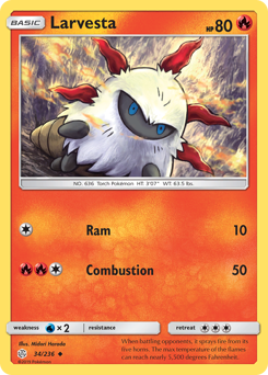 Larvesta, Cosmic Eclipse #34, Pokémon TCG card