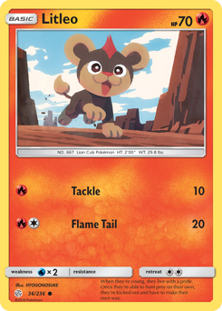 Litleo, Cosmic Eclipse #36, Pokémon TCG card