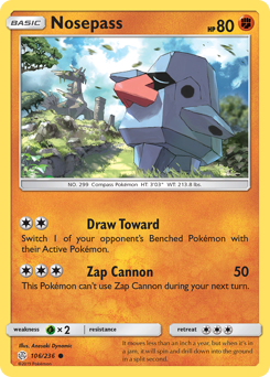 Nosepass, Cosmic Eclipse #106, Pokémon TCG card