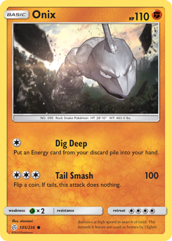 Onix, Cosmic Eclipse #105, Pokémon TCG card