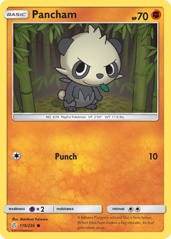 Pancham, Cosmic Eclipse #119, Pokémon TCG card