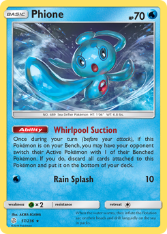 Phione, Cosmic Eclipse #57, Pokémon TCG card