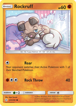 Rockruff, Cosmic Eclipse #123, Pokémon TCG card