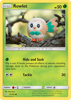 Rowlet, Cosmic Eclipse #17, Pokémon TCG card