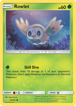 Rowlet, Cosmic Eclipse #18, Pokémon TCG card