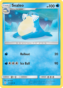 Sealeo, Cosmic Eclipse #51, Pokémon TCG card