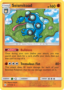 Seismitoad, Cosmic Eclipse #117, Pokémon TCG card