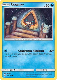 Snorunt, Cosmic Eclipse #47, Pokémon TCG card