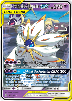 Solgaleo & Lunala-GX, Cosmic Eclipse #75, Pokémon TCG card