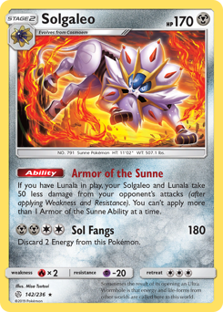 Solgaleo, Cosmic Eclipse #142, Pokémon TCG card