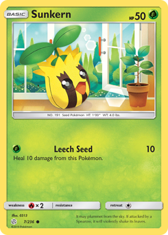 Sunkern, Cosmic Eclipse #7, Pokémon TCG card
