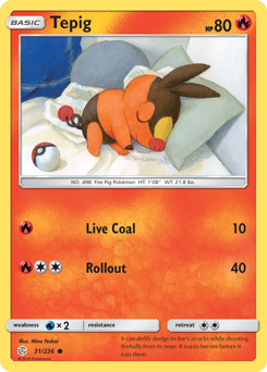 Tepig, Cosmic Eclipse #31, Pokémon TCG card