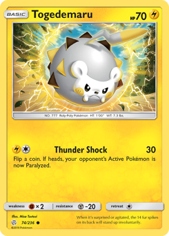 Togedemaru, Cosmic Eclipse #74, Pokémon TCG card