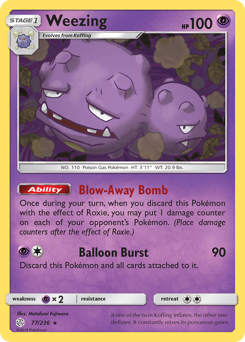 Weezing, Cosmic Eclipse #77, Pokémon TCG card